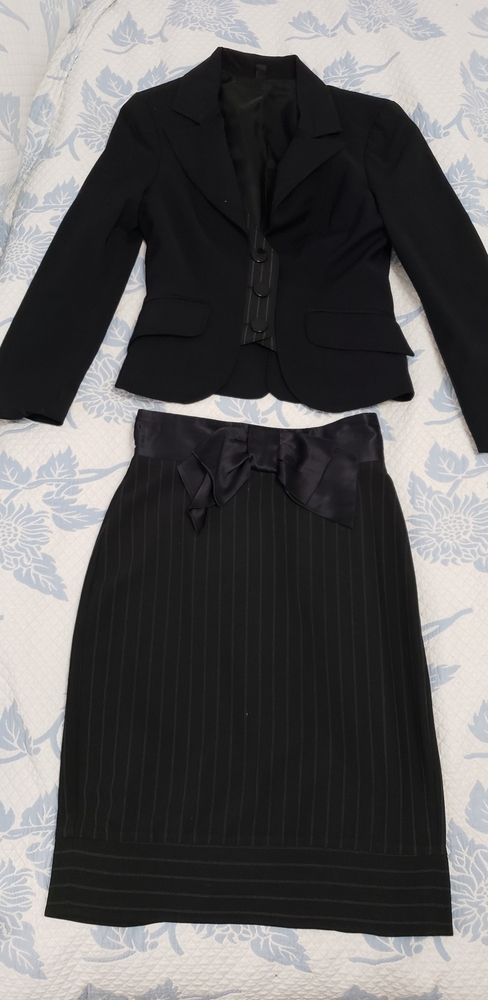 Bebe black pinstripe skirt set